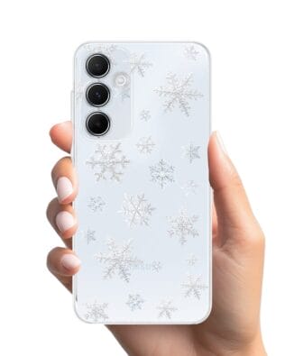 Etui do Samsung Galaxy A55 5G przeźroczyste, silikonowe Flexi, Zimowa magia, Delikatne płatki śniegu