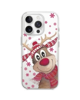 Etui do iPhone 15 Pro Max z MagSafe przeźroczyste, silikonowe Flexi, Renifer