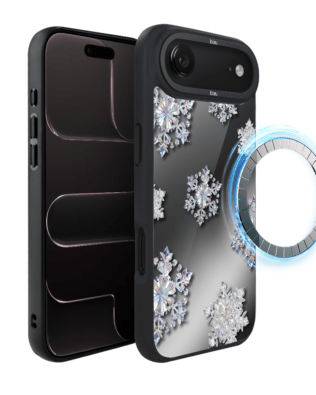 Etui do iPhone Air IBIZU DropGuard Matt z MagSafe, Zimowa magia, Królewskie płatki śniegu