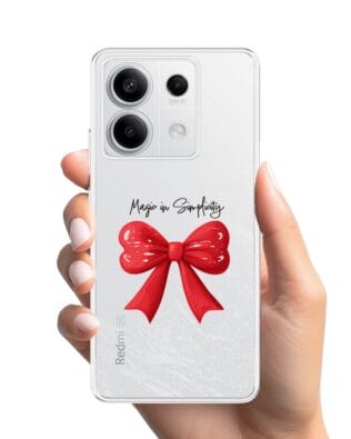 Etui do Xiaomi Redmi Note 13 Pro 5G przeźroczyste, silikonowe Flexi, Przytulne święta, Czerwona kokarda