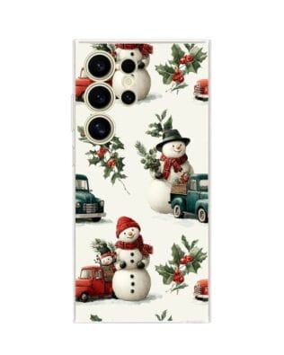 Etui do Samsung Galaxy S24 Ultra przeźroczyste, silikonowe Flexi, Przytulne święta, Zimowe miasteczko