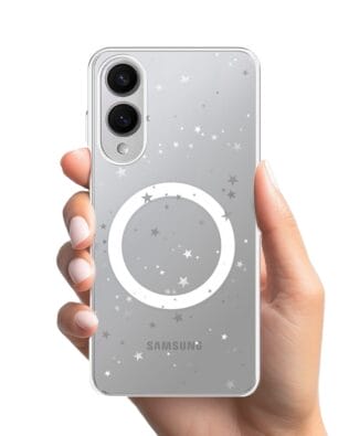 Etui do Samsung Galaxy S25 Edge z MagSafe przeźroczyste, silikonowe Flexi, Zimowa magia, Szampańskie gwiazdki