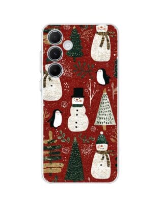 Etui do Samsung Galaxy A55 5G przeźroczyste, silikonowe Flexi, Przytulne święta, Rustykalna świąteczna kraina