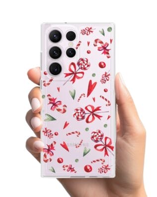 Etui do Samsung Galaxy S23 Ultra przeźroczyste, silikonowe Flexi, Cukierki świąteczne