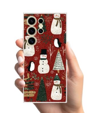 Etui do Samsung Galaxy S24 Ultra przeźroczyste, silikonowe Flexi, Przytulne święta, Rustykalna świąteczna kraina