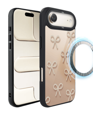 Etui do iPhone Air IBIZU DropGuard Matt z MagSafe, Zimowa magia, Perłowe kokardki