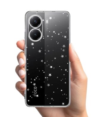 Etui do Xiaomi POCO X7 Pro przeźroczyste, silikonowe Flexi, Zimowa magia, Szampańskie gwiazdki