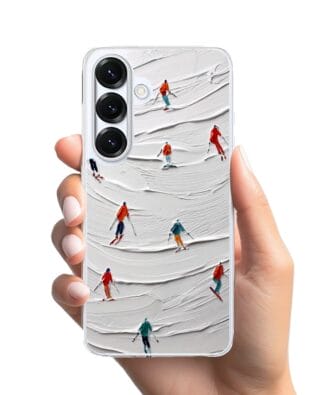 Etui do Samsung Galaxy S25 Plus z MagSafe przeźroczyste, silikonowe Flexi, Zimowa magia, Narciarski obraz