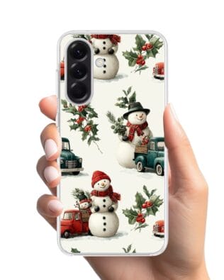 Etui do Samsung Galaxy A56 5G z MagSafe przeźroczyste, silikonowe Flexi, Przytulne święta, Zimowe miasteczko