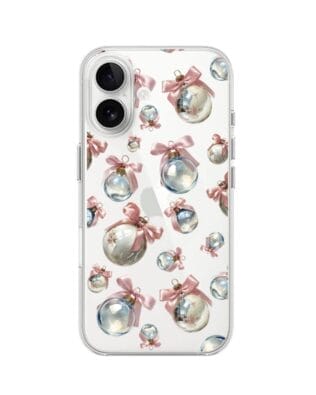 Etui do iPhone 16 Plus przeźroczyste, silikonowe Flexi, Przytulne święta, Pastelowe bombki