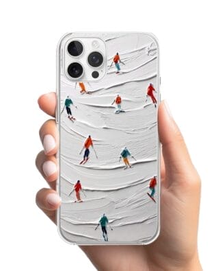 Etui do iPhone 12 Pro Max z MagSafe przeźroczyste, silikonowe Flexi, Zimowa magia, Narciarski obraz