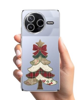 Etui do Xiaomi POCO F7 Pro przeźroczyste, silikonowe Flexi, Przytulne święta, Kraciasta choinka
