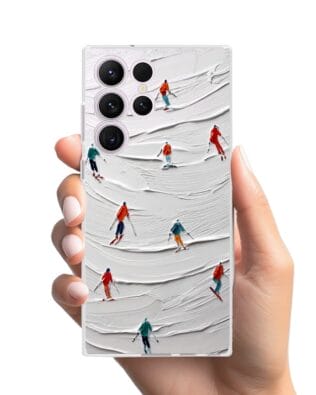 Etui do Samsung Galaxy S23 Ultra przeźroczyste, silikonowe Flexi, Zimowa magia, Narciarski obraz