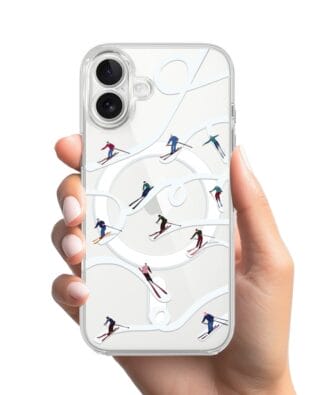 Etui do iPhone 17 z MagSafe przeźroczyste, silikonowe Flexi, Zimowa magia, Narciarskie wiraże
