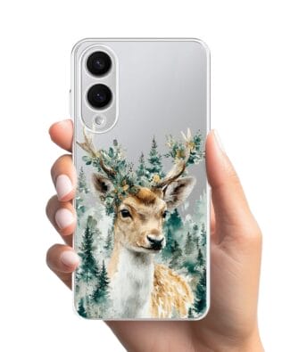 Etui do Samsung Galaxy S25 Edge przeźroczyste, silikonowe Flexi, Przytulne święta, Leśny jelonek