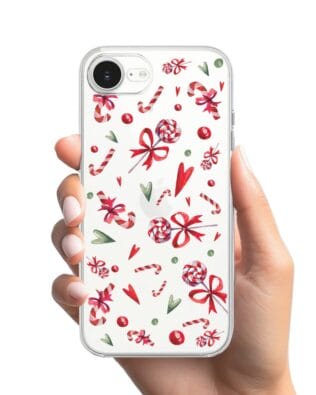 Etui do iPhone 16e przeźroczyste, silikonowe Flexi, Cukierki świąteczne