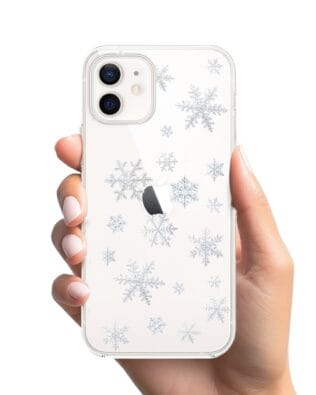 Etui do iPhone 12 przeźroczyste, silikonowe Flexi, Zimowa magia, Delikatne płatki śniegu
