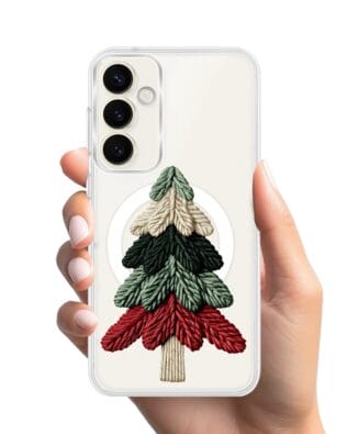 Etui do Samsung Galaxy S23 Plus z MagSafe przeźroczyste, silikonowe Flexi, Przytulne święta, Dziana choinka
