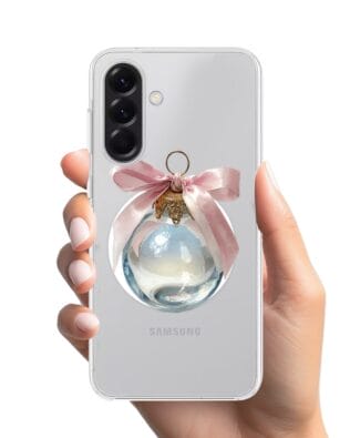 Etui do Samsung Galaxy A56 5G z MagSafe przeźroczyste, silikonowe Flexi, Przytulne święta, Kryształowa bombka