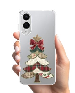 Etui do Samsung Galaxy S25 Edge przeźroczyste, silikonowe Flexi, Przytulne święta, Kraciasta choinka