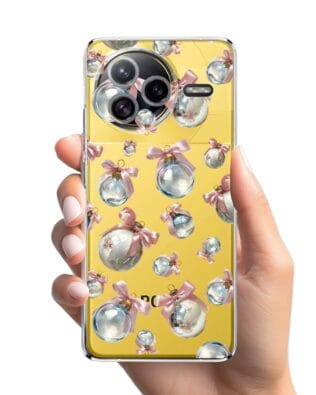 Etui do Xiaomi POCO F7 Ultra przeźroczyste, silikonowe Flexi, Przytulne święta, Pastelowe bombki