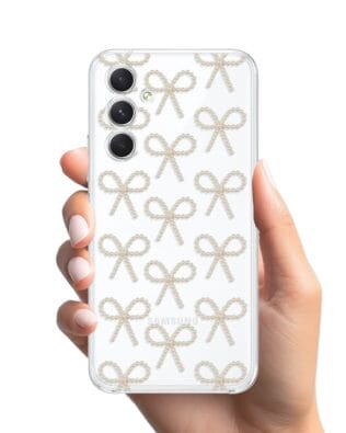 Etui do Samsung Galaxy A54 5G przeźroczyste, silikonowe Flexi, Przytulne święta, złote kokardki