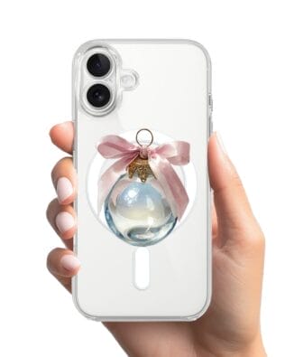 Etui do iPhone 17 z MagSafe przeźroczyste, silikonowe Flexi, Przytulne święta, Kryształowa bombka