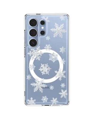 Etui do Samsung Galaxy S25 Ultra z MagSafe przeźroczyste, silikonowe Flexi, Zimowa magia, Delikatne płatki śniegu