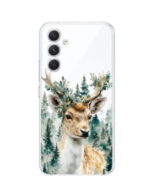 Etui do Samsung Galaxy A54 5G przeźroczyste, silikonowe Flexi, Przytulne święta, Leśny jelonek