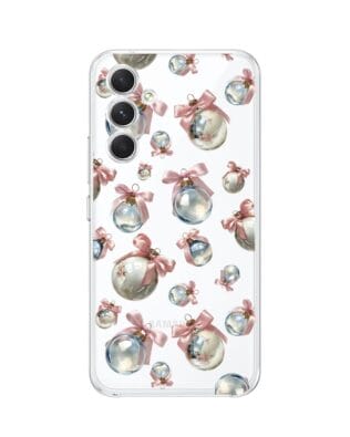 Etui do Samsung Galaxy A54 5G przeźroczyste, silikonowe Flexi, Przytulne święta, Pastelowe bombki