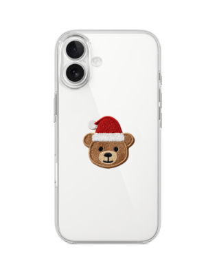 Etui do iPhone 17 przeźroczyste, silikonowe Flexi, Przytulne święta, Miś mikołajek