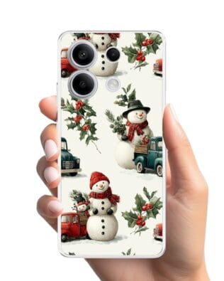 Etui do Xiaomi Redmi Note 13 Pro 5G przeźroczyste, silikonowe Flexi, Przytulne święta, Zimowe miasteczko