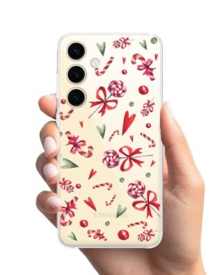 Etui do Samsung Galaxy S24 Plus przeźroczyste, silikonowe Flexi, Cukierki świąteczne