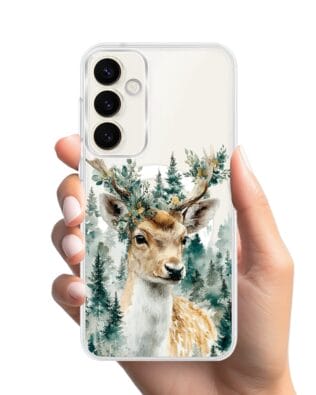 Etui do Samsung Galaxy S23 Plus z MagSafe przeźroczyste, silikonowe Flexi, Przytulne święta, Leśny jelonek