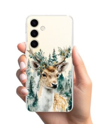 Etui do Samsung Galaxy S24 Plus przeźroczyste, silikonowe Flexi, Przytulne święta, Leśny jelonek