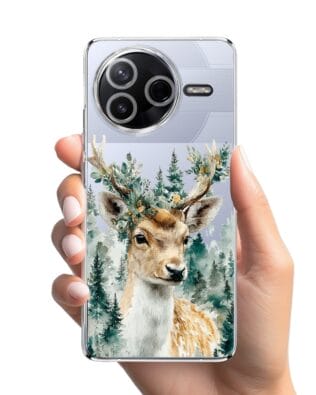 Etui do Xiaomi POCO F7 Pro przeźroczyste, silikonowe Flexi, Przytulne święta, Leśny jelonek