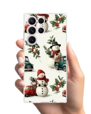 Etui do Samsung Galaxy S23 Ultra przeźroczyste, silikonowe Flexi, Przytulne święta, Zimowe miasteczko