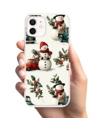 Etui do iPhone 12 Mini przeźroczyste, silikonowe Flexi, Przytulne święta, Zimowe miasteczko