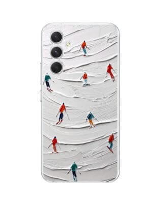 Etui do Samsung Galaxy A54 5G przeźroczyste, silikonowe Flexi, Zimowa magia, Narciarski obraz