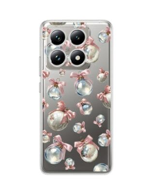 Etui do Xiaomi 14T przeźroczyste, silikonowe Flexi, Przytulne święta, Pastelowe bombki