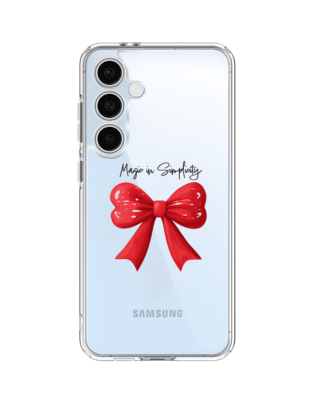 Etui do Samsung Galaxy S24 FE przeźroczyste, silikonowe Flexi, Przytulne święta, Czerwona kokarda