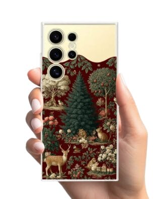 Etui do Samsung Galaxy S24 Ultra przeźroczyste, silikonowe Flexi, Zimowa magia, świąteczny las