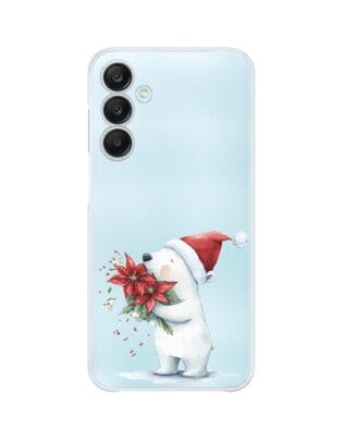 Etui do Samsung Galaxy M35 5G przeźroczyste, silikonowe Flexi, Przytulne święta, Miś świąteczny