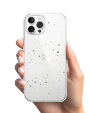 Etui do iPhone 12 Pro Max przeźroczyste, silikonowe Flexi, Zimowa magia, Szampańskie gwiazdki