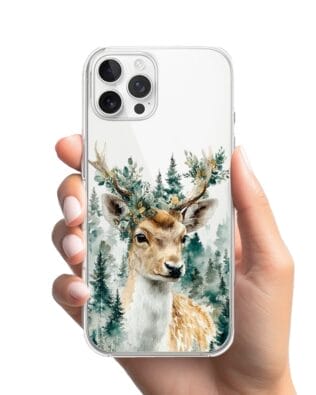 Etui do iPhone 12 Pro Max przeźroczyste, silikonowe Flexi, Przytulne święta, Leśny jelonek