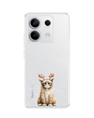 Etui do Xiaomi Redmi Note 13 Pro 5G przeźroczyste, silikonowe Flexi, Przytulne święta, Kot który nie chciał być reniferem