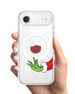 Etui do iPhone Air z MagSafe przeźroczyste, silikonowe Flexi, Zielony psotnik z lampką wina