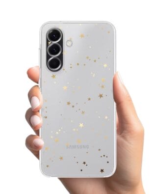 Etui do Samsung Galaxy A56 5G przeźroczyste, silikonowe Flexi, Zimowa magia, Złote gwiazdki