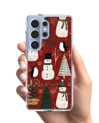 Etui do Samsung Galaxy S25 Ultra z MagSafe przeźroczyste, silikonowe Flexi, Przytulne święta, Rustykalna świąteczna kraina