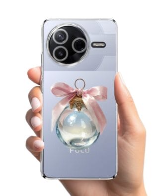 Etui do Xiaomi POCO F7 Pro przeźroczyste, silikonowe Flexi, Przytulne święta, Kryształowa bombka
